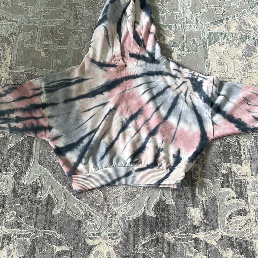 Pink light pink navy blue light blue tie dye hoodie